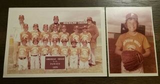 2 Vintage 1975 Photos Kids In Little League Baseball Team Uniform Coaches
