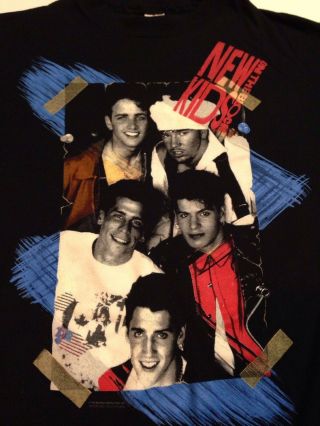Vtg 1990 Kids On The Block Black Tee Shirt No More Games Tour Size Large 3