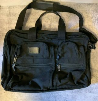 Vintage Tumi Black Nylon Briefcase Messenger Bag Expandable Rip / Hole