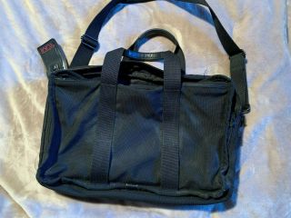 Vintage TUMI Black Nylon Briefcase Messenger Bag Expandable RIP / HOLE 8