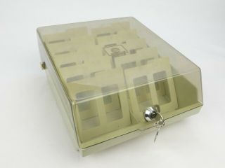 Vintage 3.  5 inch Floppy Disk Lockable Storage Case,  2 Keys,  7 Blank Discs 5