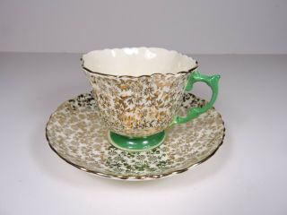 Vintage Aynsley Bone China Tea Cup Saucer Gold Chintz Pattern