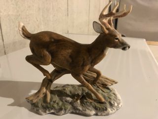 Vintage Masterpiece Porcelain Buck Deer Figurine By Homco