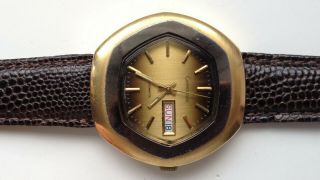 Mens Vintage Carronade Automatic 2 - Tone Swiss Made Day Date Calendar Watch