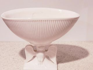 Vintage Large Lenwile Ardalt Artware White Federal Eagle Bolted Pedestal Bowl