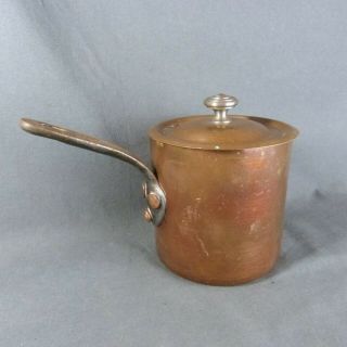 French Vintage Copper Sauce Pan Finely Tin Lined With Lid