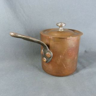 French Vintage Copper Sauce Pan Finely Tin Lined with Lid 2
