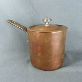 French Vintage Copper Sauce Pan Finely Tin Lined with Lid 6