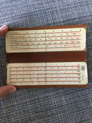 Vintage Arla Germany Currency Measurement Converter Rulers In Leather Case