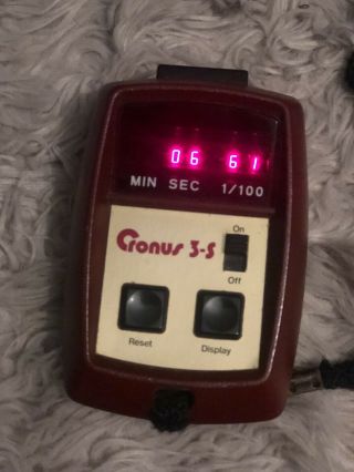 Vintage Cronus 3 - S Digital Stopwatch With Case & Strap Retro 1970s Chronograph