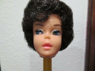 Vintage Barbie Bubble Cut Black Hair Head Only In Lightly Played With