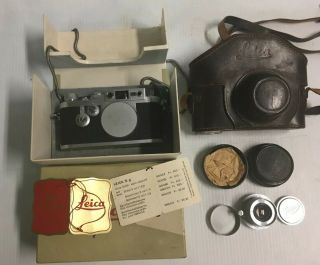 Leica Dbp Iiig 35mm Rangefinder Camera,  F3.  5 Summaron Lens,  Box,  Tags,  Etc.  1958