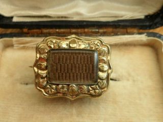 Vintage Jewellery Georgian Gold Woven Hair Locket Mourning Brooch Pin