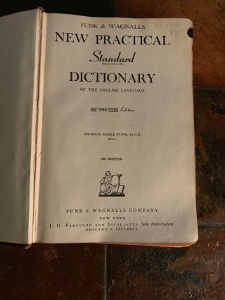 Funk And Wagnalls Practical Standard Dictionary 1951 Antique Book