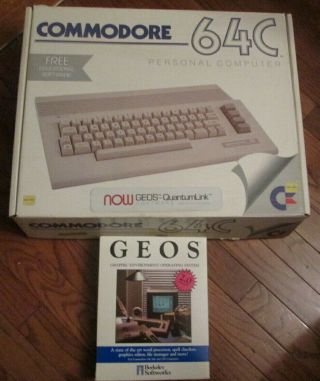 Commodore 64c Personal Computer Psu,  Geos 2.  0 Box