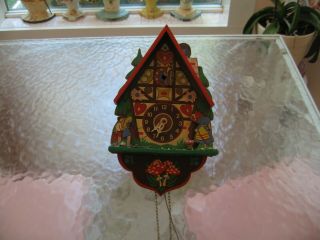 Cute Vintage Miniature German Chalet Cuckoo Clock With Hansel And Gretel