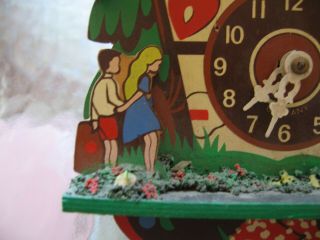 Cute Vintage Miniature German Chalet Cuckoo Clock With Hansel And Gretel 3