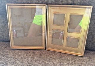 Bi - Fold Vintage Double Frame Gold Brass Metal Hinge Photo Picture 8 " X10 Collage