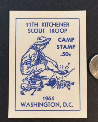 Cinderella Poster Stamp Bsa 11th Kitchener Scout Troop 1964 Washington Dc Vintag