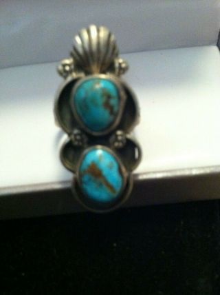 Absoltely Gorgeous Vintage Sterling W/ Bisbee Turquoise Navajo Ring 7