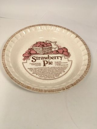 Vintage Jeanette Royal China Strawberry Large Deep Dish Pie Plate W/recipe - Usa