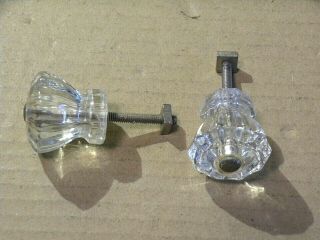 (6) VINTAGE GLASS DRAWER PULLS / KNOBS - - SCREWS 4