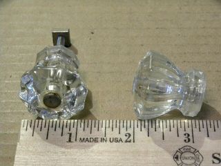 (6) VINTAGE GLASS DRAWER PULLS / KNOBS - - SCREWS 7