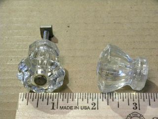 (6) VINTAGE GLASS DRAWER PULLS / KNOBS - - SCREWS 8