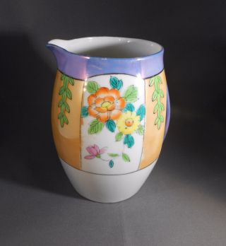 Vintage Luster - Ware Pitcher Hand Painted Floral Flowers Made In Japan