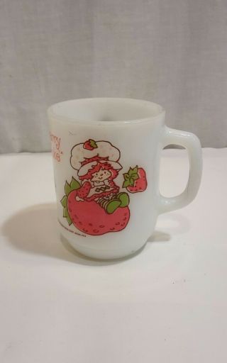 Vintage Milk Glass Anchor Hocking Fire King Strawberry Shortcake Coffee Cup Mug