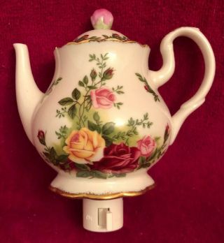 Vintage 1962 Royal Albert Old Country Roses Miniature Teapot Night Light