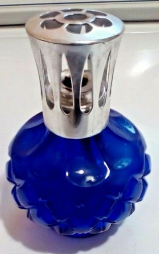 Vintage Cobalt Blue Catalytic Berger Burner Fragrance Lamp Indiana Glass