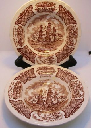 2 Alfred Meakin Staffordshire England Fair Winds 8 3/4 " Bowls Vintage