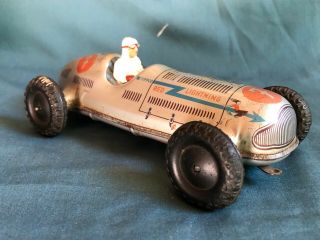 Vintage Tippco Red Lightning Racer Tin Wind - Up Toy Race Car