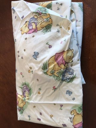 Classic Winnie The Pooh & His Hunny Pots Fitted Crib Sheet Red Calliope 1998 Vtg