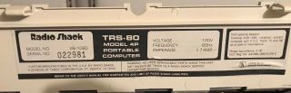 RADIO SHACK TANDY TRS - 80 MODEL 4P PORTABLE COMPUTER 3
