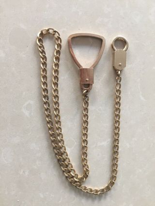 Vintage Pocket Watch Fob & Chain 18 " Gold Tone