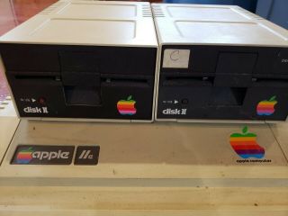 Apple IIe computer With 2 Disk Drives and a Macintosh Classic II 2