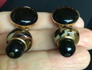 FAB VTG 80 90s ITALY RUNWAY COUTURE DESIGNER SIGNED LUCITE DROP BEAD EARRINGS 2