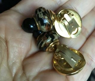FAB VTG 80 90s ITALY RUNWAY COUTURE DESIGNER SIGNED LUCITE DROP BEAD EARRINGS 4