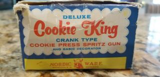 Vintage 1950s Nordic Ware Deluxe Cookie King Cookie Press Spritz Disks Gun,  Box 3