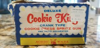 Vintage 1950s Nordic Ware Deluxe Cookie King Cookie Press Spritz Disks Gun,  Box 5