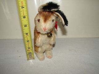 Vintage Steiff Germany Mohair Rabbit Bunny 7 Inch Tall Button In Ear