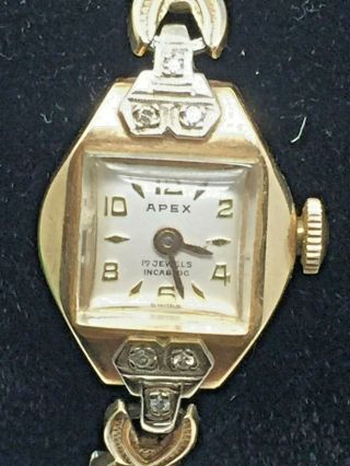 Vintage Apex 14k 17 Jewels Ladies Wrist Watch