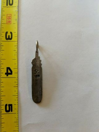 1 Piece Vintage Oxidized Silver Base Metal Pendant Feather Marked Indian 4