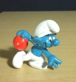 Smurfs 20051 Bowler Smurf Bowling Vintage Figure Pvc Toy Schleich Peyo Figurine