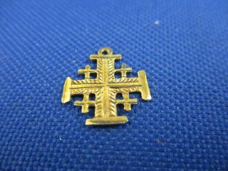 Vintage 14k Yellow Gold Jerusalem Cross Charm