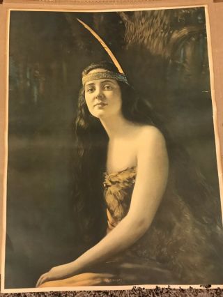 Early Vintage TACINCA Native American Indian Maiden Girl Print 3