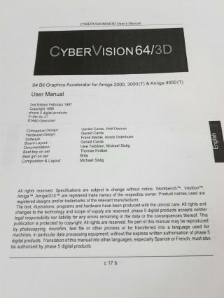 Phase 5 Digital Products Cyber Vision 64/3D For A2000 A3000,  A4000 11
