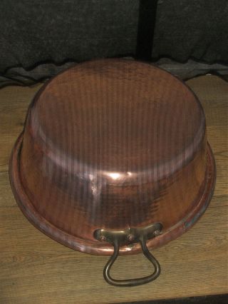 Vintage French Hammered Copper Preserving Jam Pan Mixing Bowl 5kg 14lt Prof